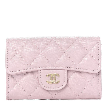 Chanel Caviar Quilted Flap Card Holder Wallet Light Pink 1 of 8