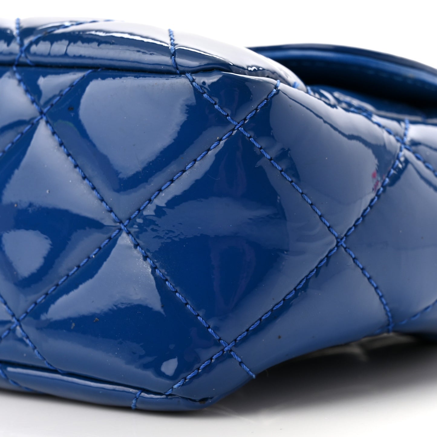 Patent Quilted Small Coco Shine Flap Blue
