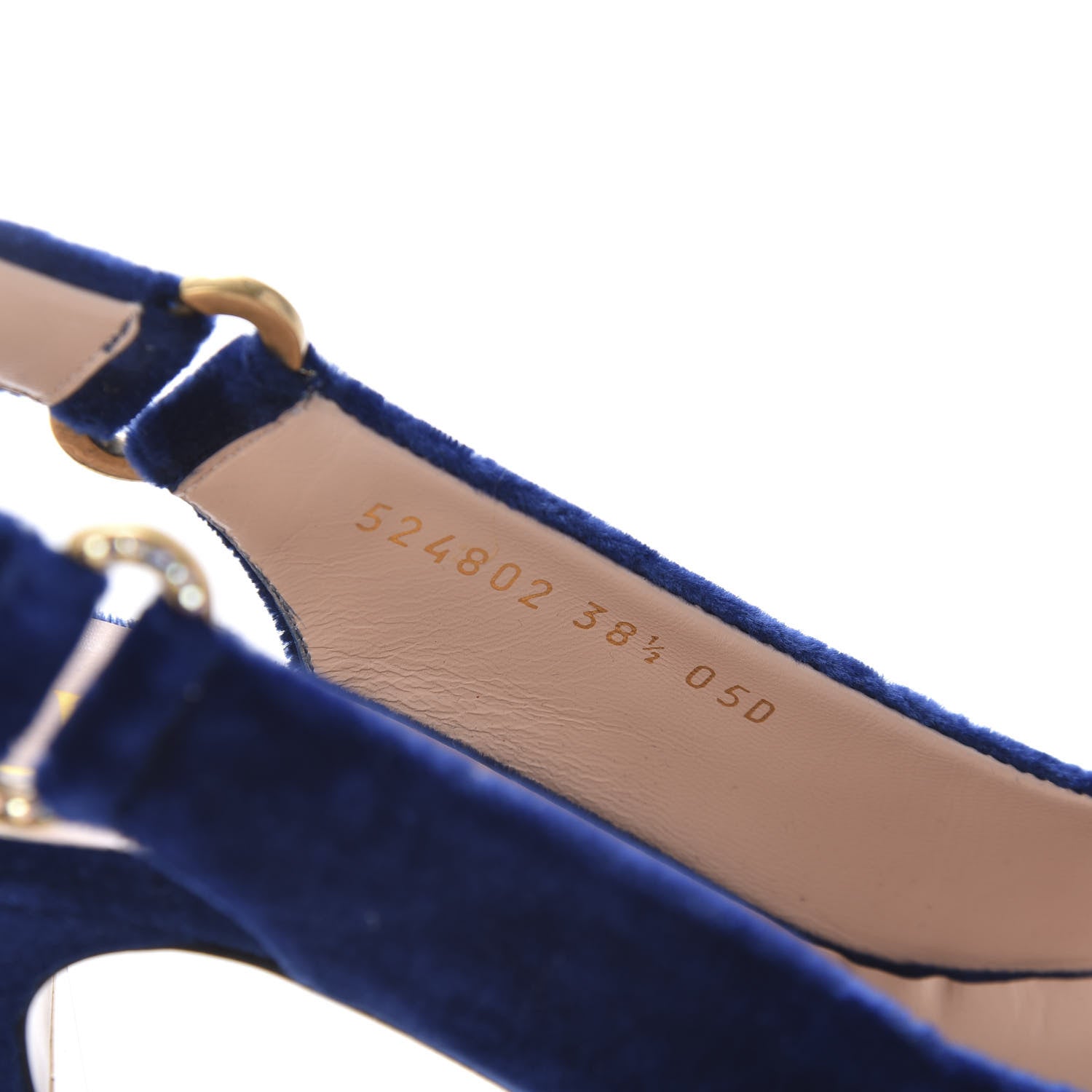 Gucci Velvet Crystal Square G Madelyn Slingbacks 38.5 Cobalt Blue 8 of 9