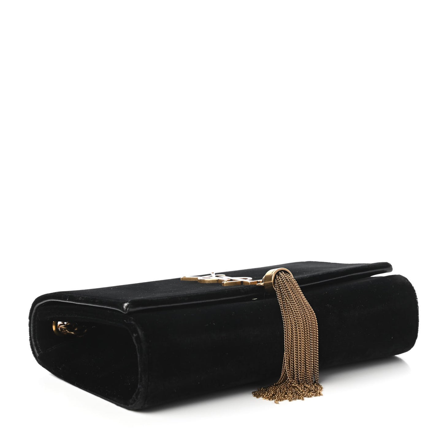 Velvet Small Monogram Kate Tassel Shoulder Bag Black
