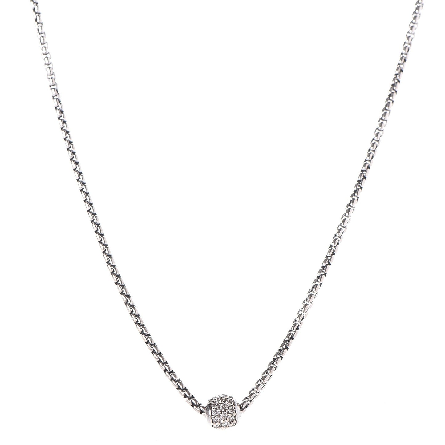 Sterling Silver 18K Diamond Petite Pave Necklace