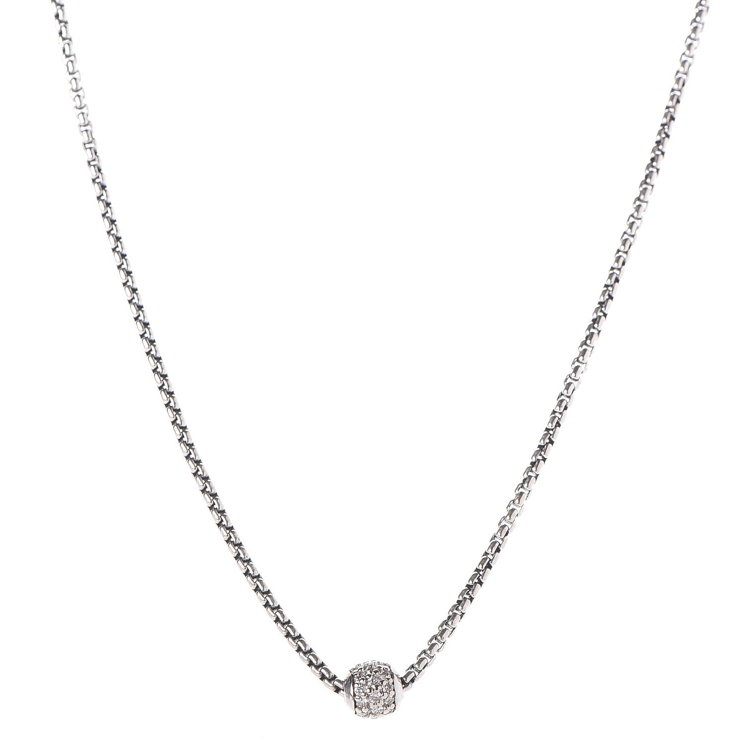 David Yurman Sterling Silver 18K Diamond Petite Pave Necklace 1 of 5
