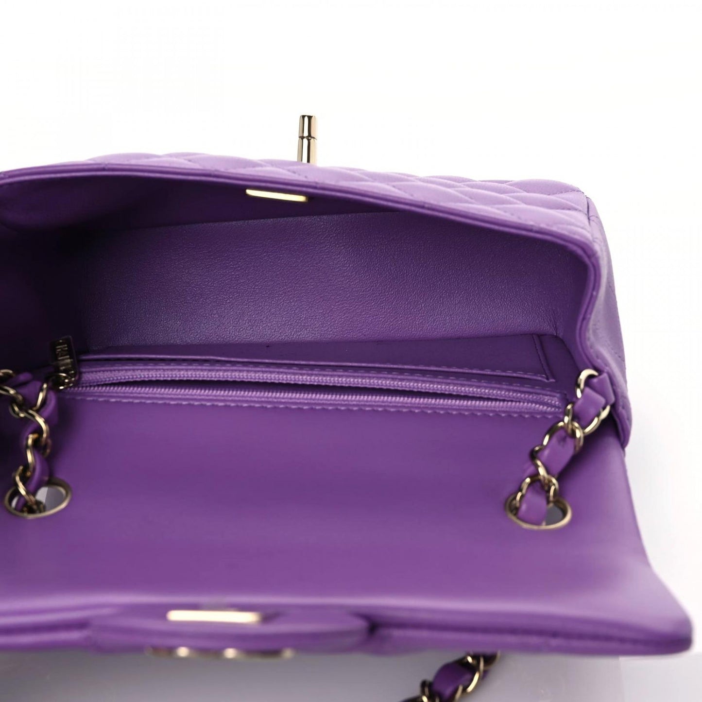 Lambskin Quilted Mini Rectangular Flap Purple