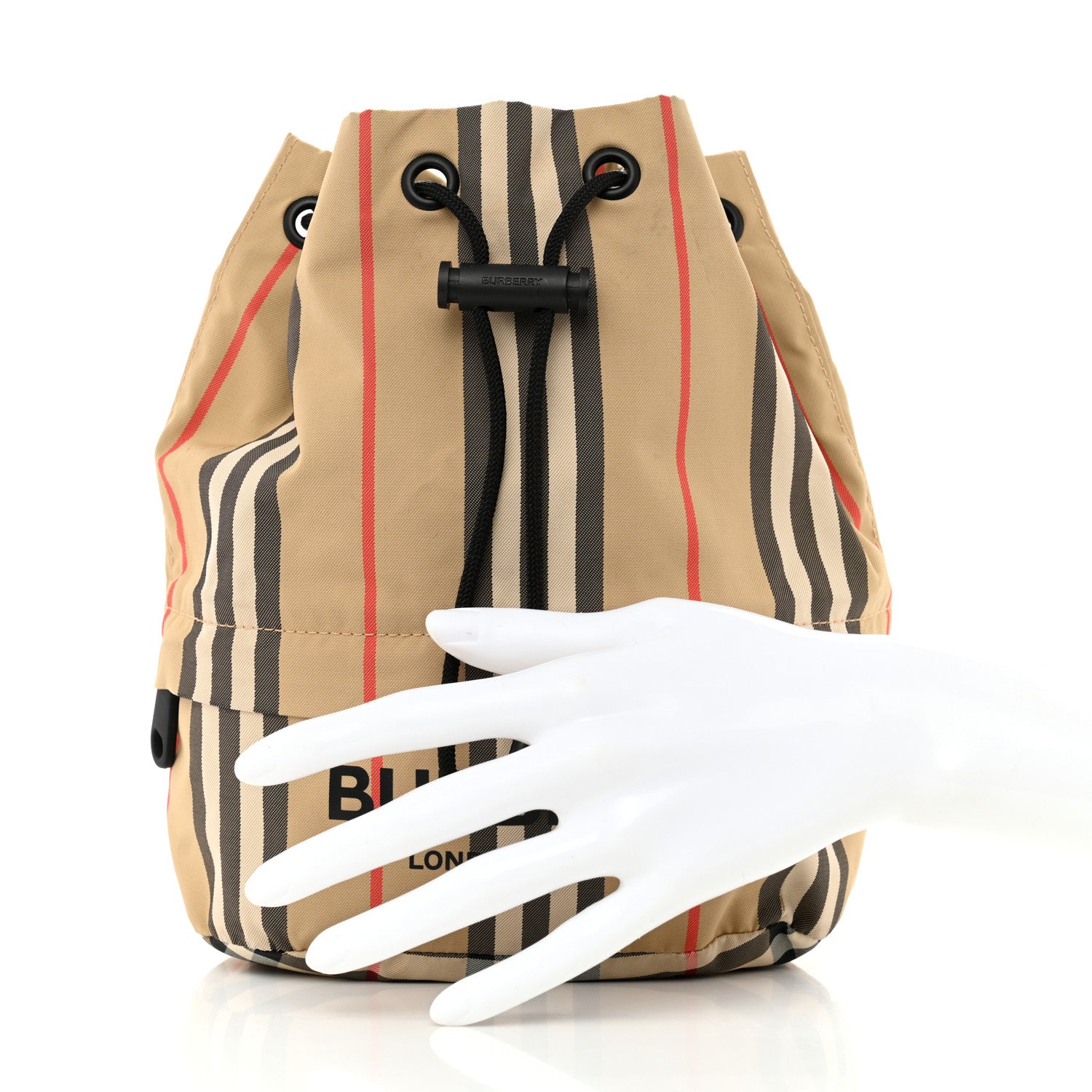 Burberry Econyl Icon Stripe Phoebe Drawcord Pouch Archive Beige 2 of 10
