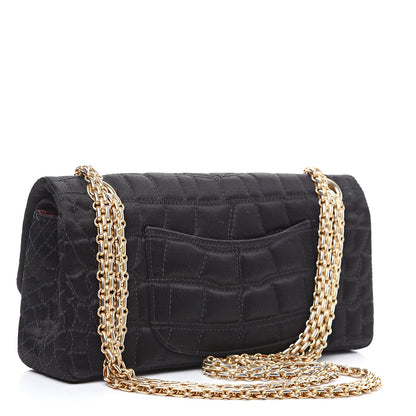 Chanel Satin Coco's Croc 2.55 Reissue East West Flap Black 2 of 11