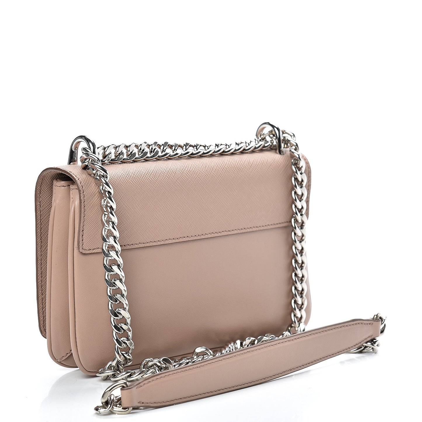 Saffiano Soft Calfskin Chain Crossbody Bag Cipria