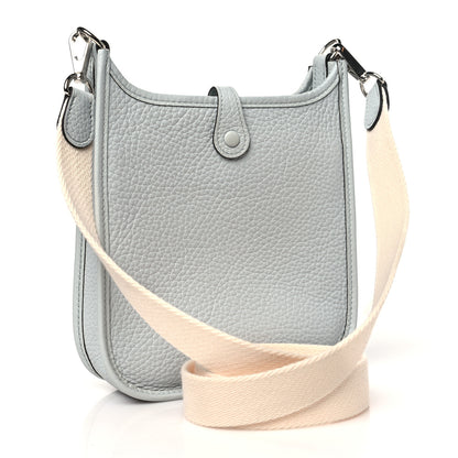 Hermes Taurillon Clemence Amazone Evelyne TPM Bleu Pale Nata 2 of 10