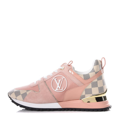 Louis Vuitton Suede Damier Azur Run Away Sneakers 38.5 Pink 1 of 8