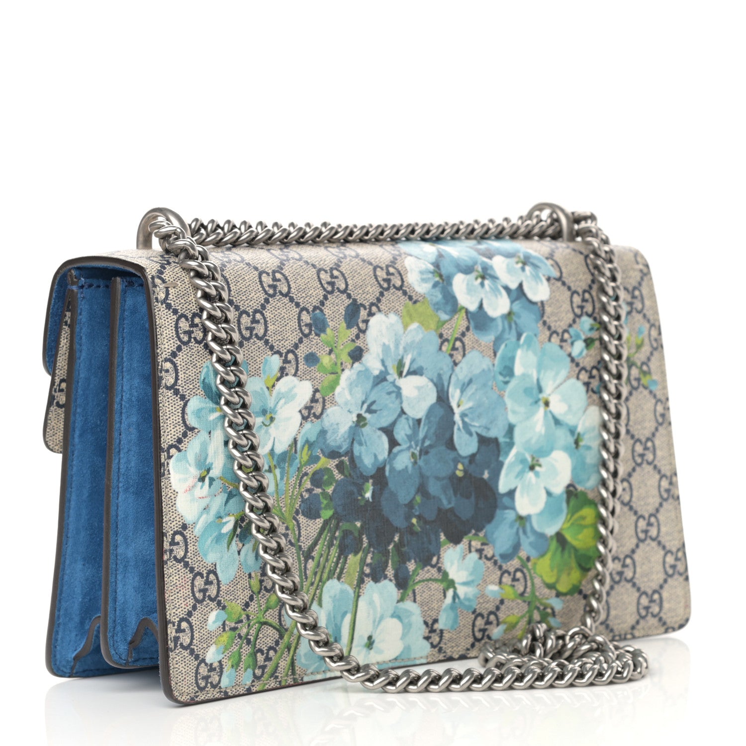 Gucci GG Supreme Monogram Blooms Small Dionysus Shoulder Bag Beige Navy Vintage Blue 3 of 18