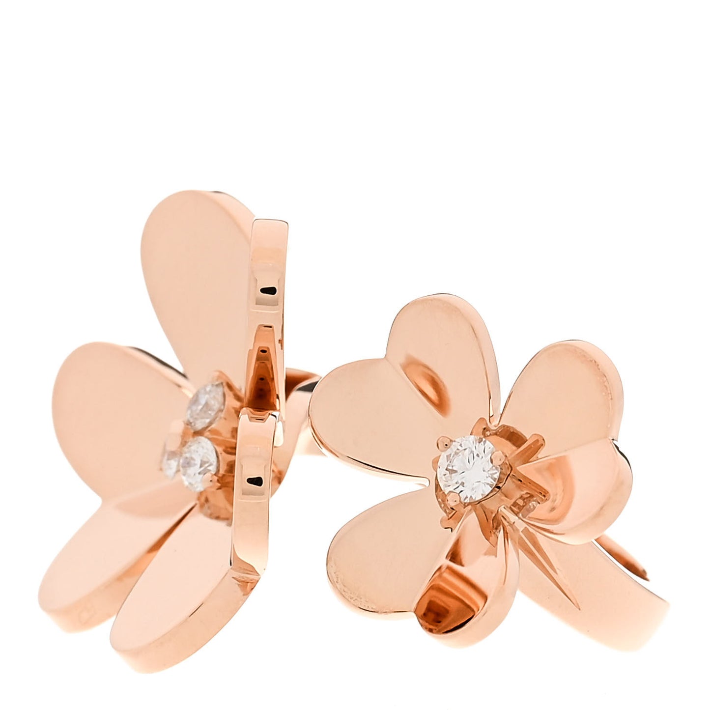 18K Rose Gold Diamond Frivole Between The Finger Ring 51 5.75