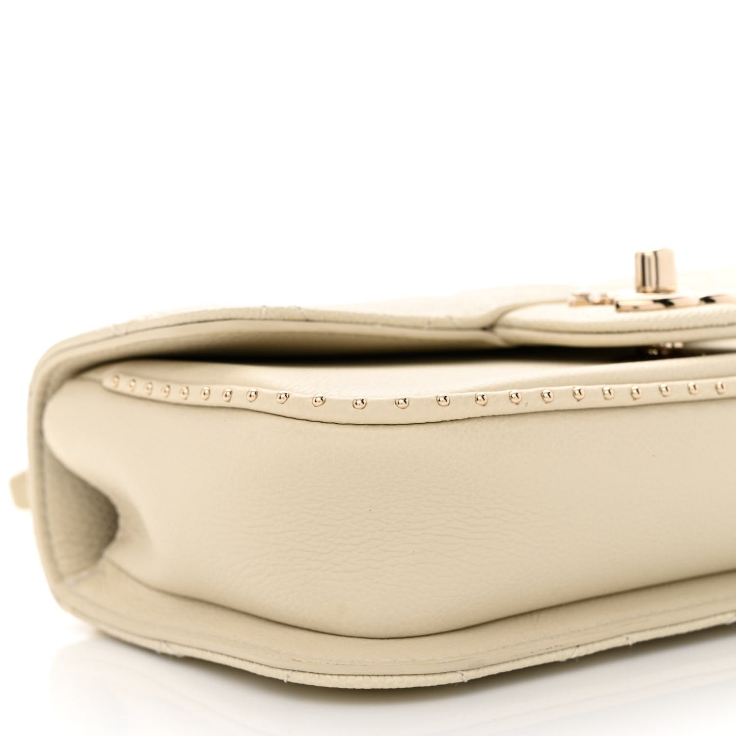 Caviar Quilted Mini Studded Flap White