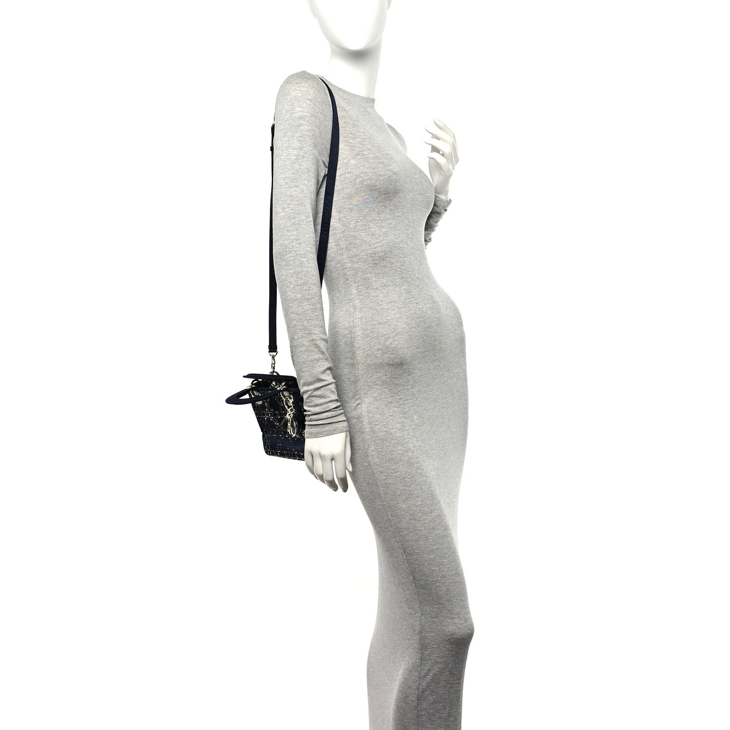 Christian Dior Satin Crystal Cannage Mini Lady Dior Black 2 of 10