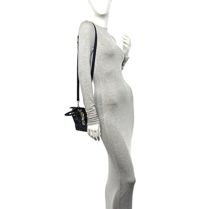 Christian Dior Satin Crystal Cannage Mini Lady Dior Black 2 of 10