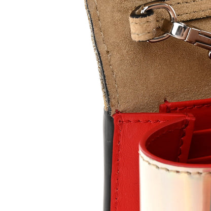 Christian Louboutin Metallic Glitter Patent Calfskin Spikes Boudoir Chain Wallet Silver 11 of 17