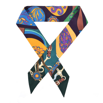 Hermes Silk Festival des Amazones Twilly Vert Bleu Soleil 1 of 4
