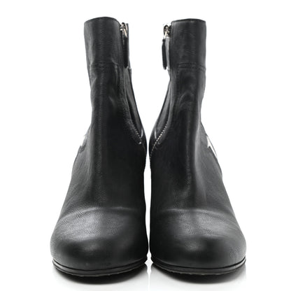 Chanel Goatskin Calfskin CC Short Boots 39 Black White 2 of 9