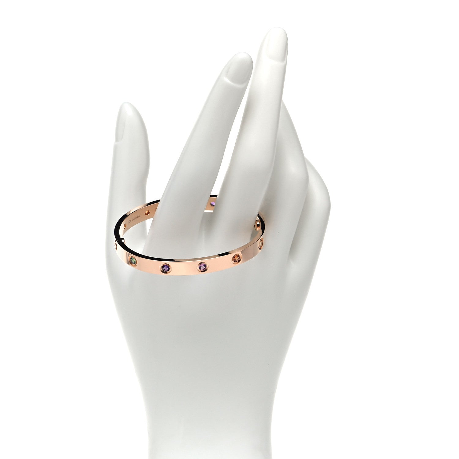 Cartier 18K Pink Gold Sapphire Garnet Amethyst LOVE Bracelet 16 2 of 6