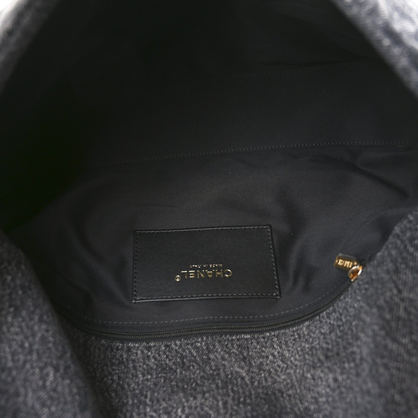 Washed Denim Quilted Maxi Flap Bag Black