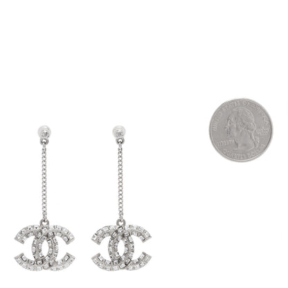 Chanel Baguette Crystal CC Drop Earrings Silver 2 of 3