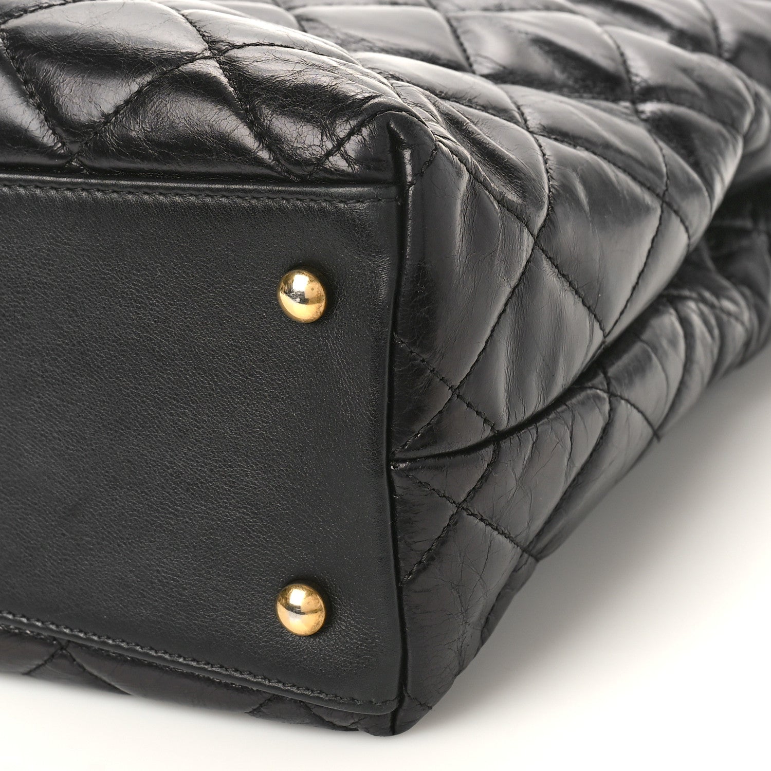 Chanel Glazed Calfskin Quilted Gold Bar Tote Black 10 of 10