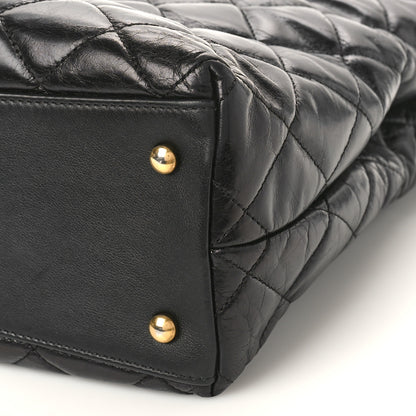 Chanel Glazed Calfskin Quilted Gold Bar Tote Black 10 of 10