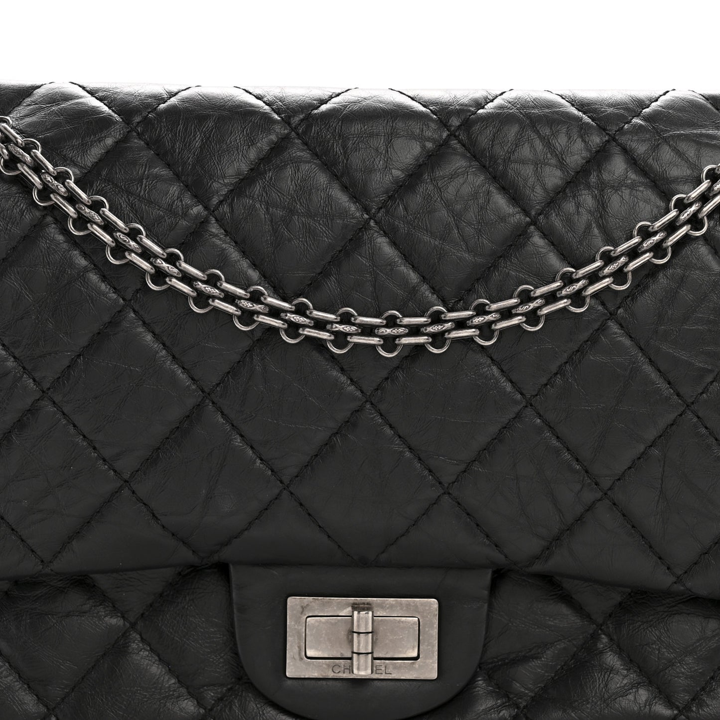 Aged Calfskin Quilted 2.55 Reissue 227 Flap Black