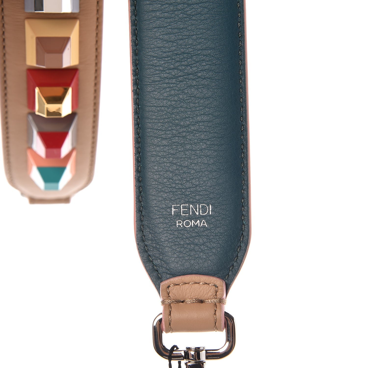 Fendi Vitello Dolce Plexiglass Bi-Color Studded Strap You Cuoio Oceano Multicolor 3 of 4