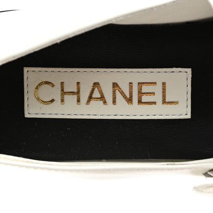 Chanel Calfskin Patent Mary Janes Flats 36 White Black 8 of 10