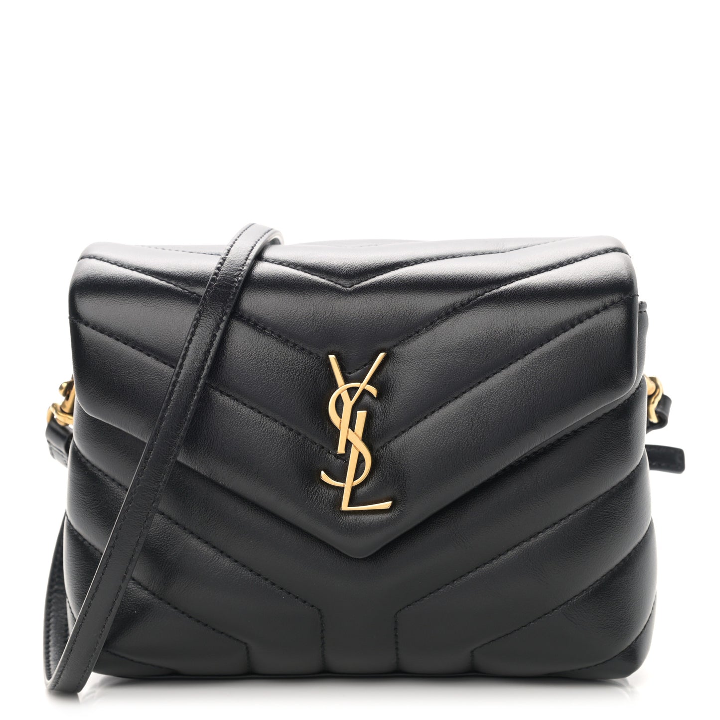 Calfskin Y Quilted Monogram Toy Loulou Crossbody Bag Black