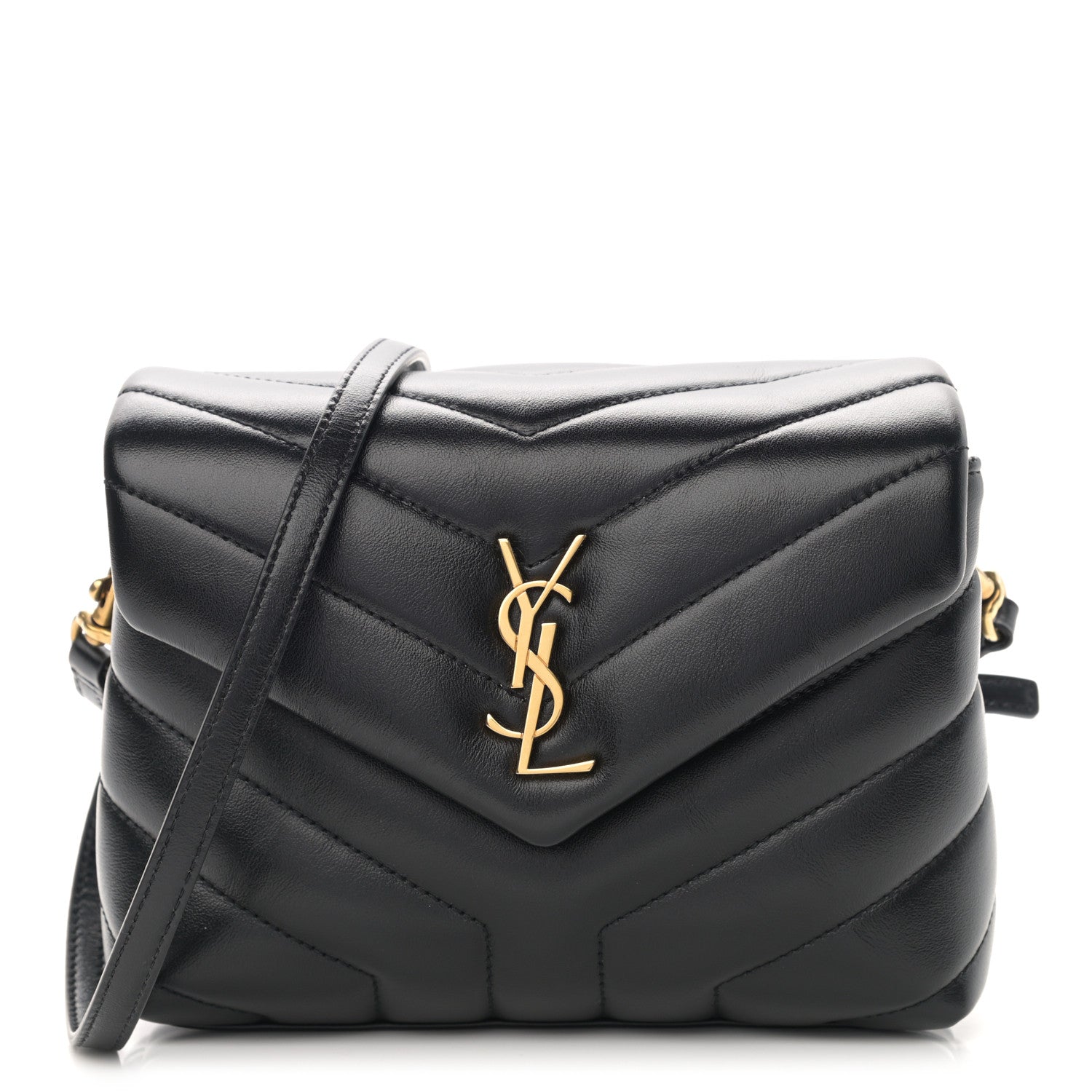 Saint Laurent Calfskin Y Quilted Monogram Toy Loulou Crossbody Bag Black 1 of 14