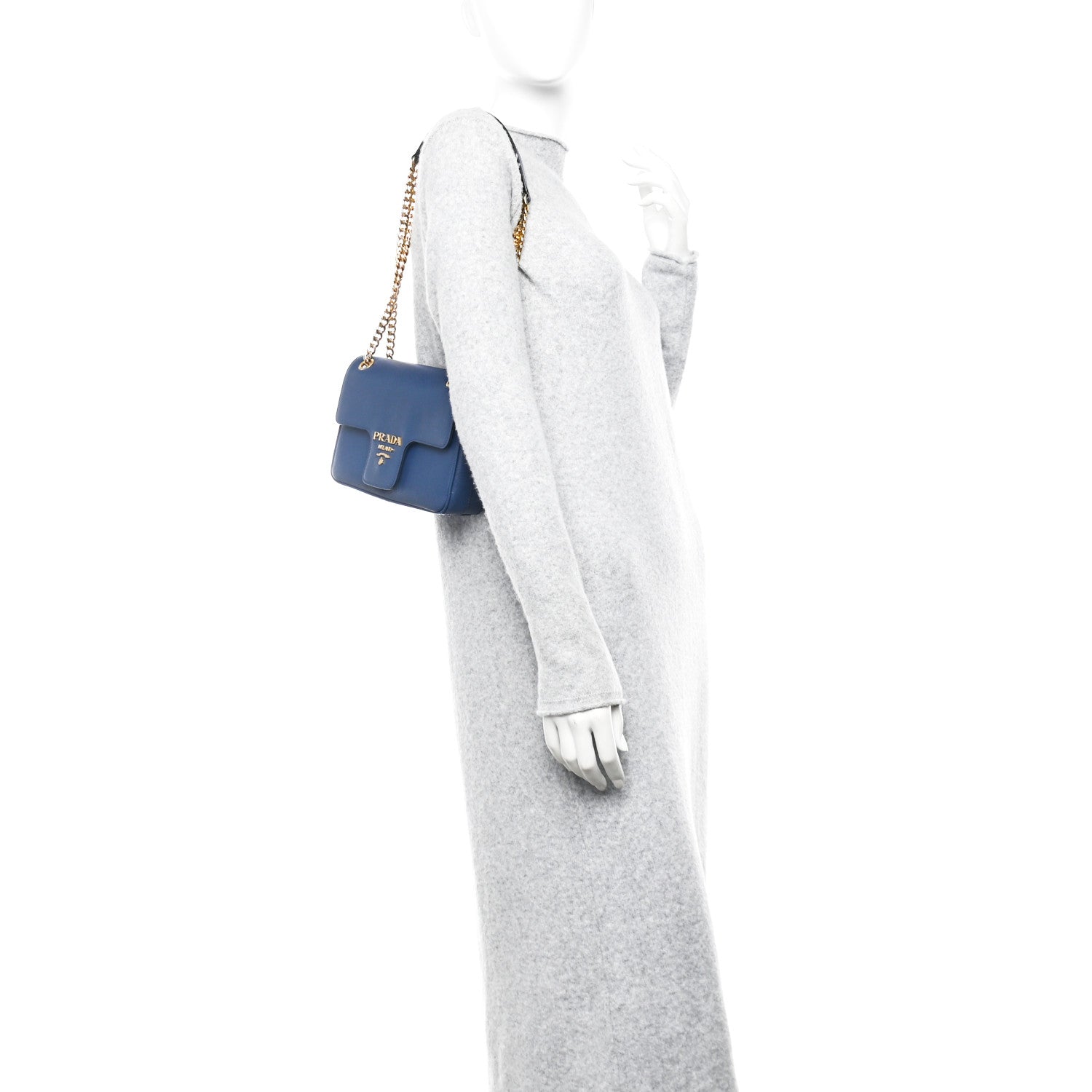 Prada Saffiano Flap Shoulder Bag Bluette 2 of 10