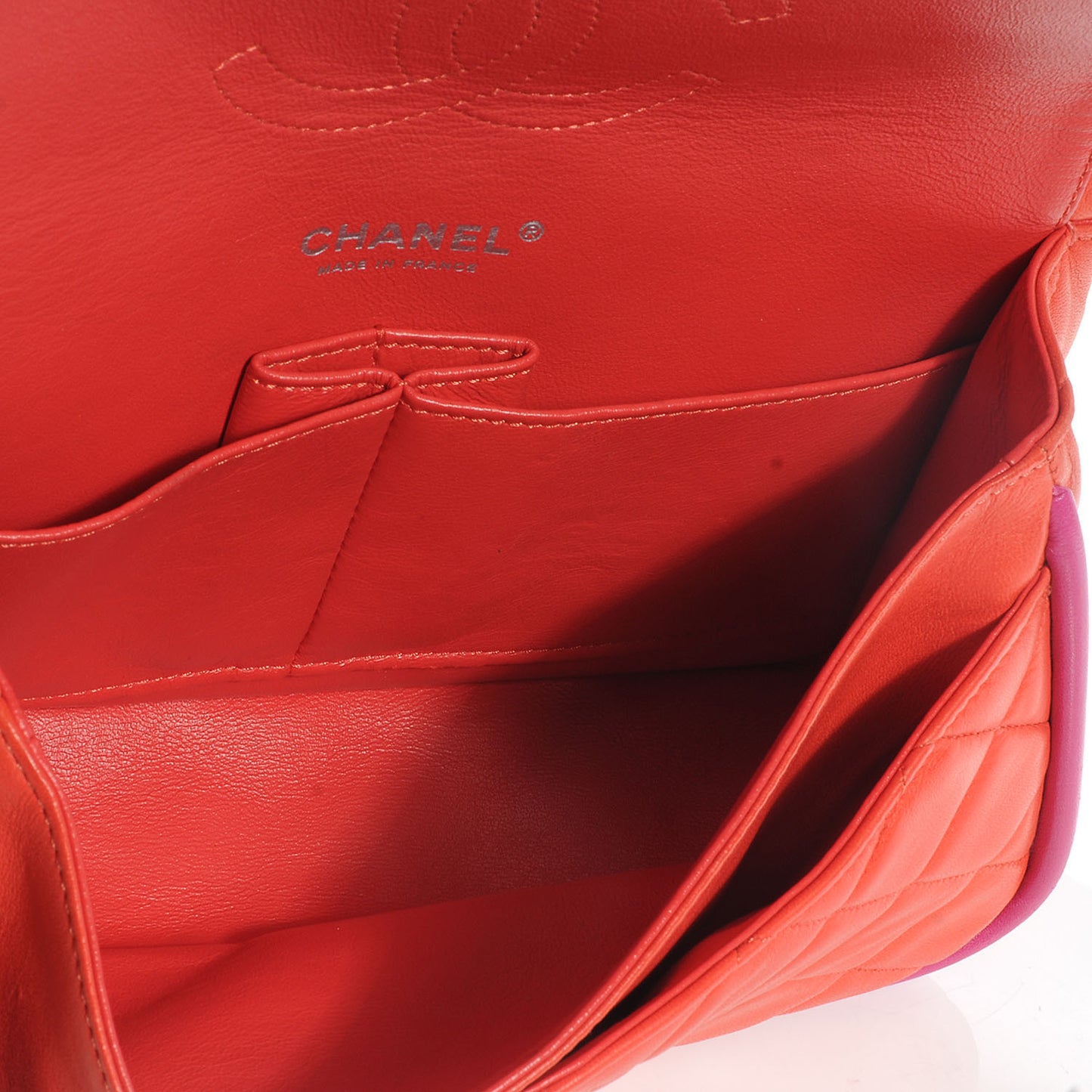 Lambskin Quilted Medium Double Flap Coral