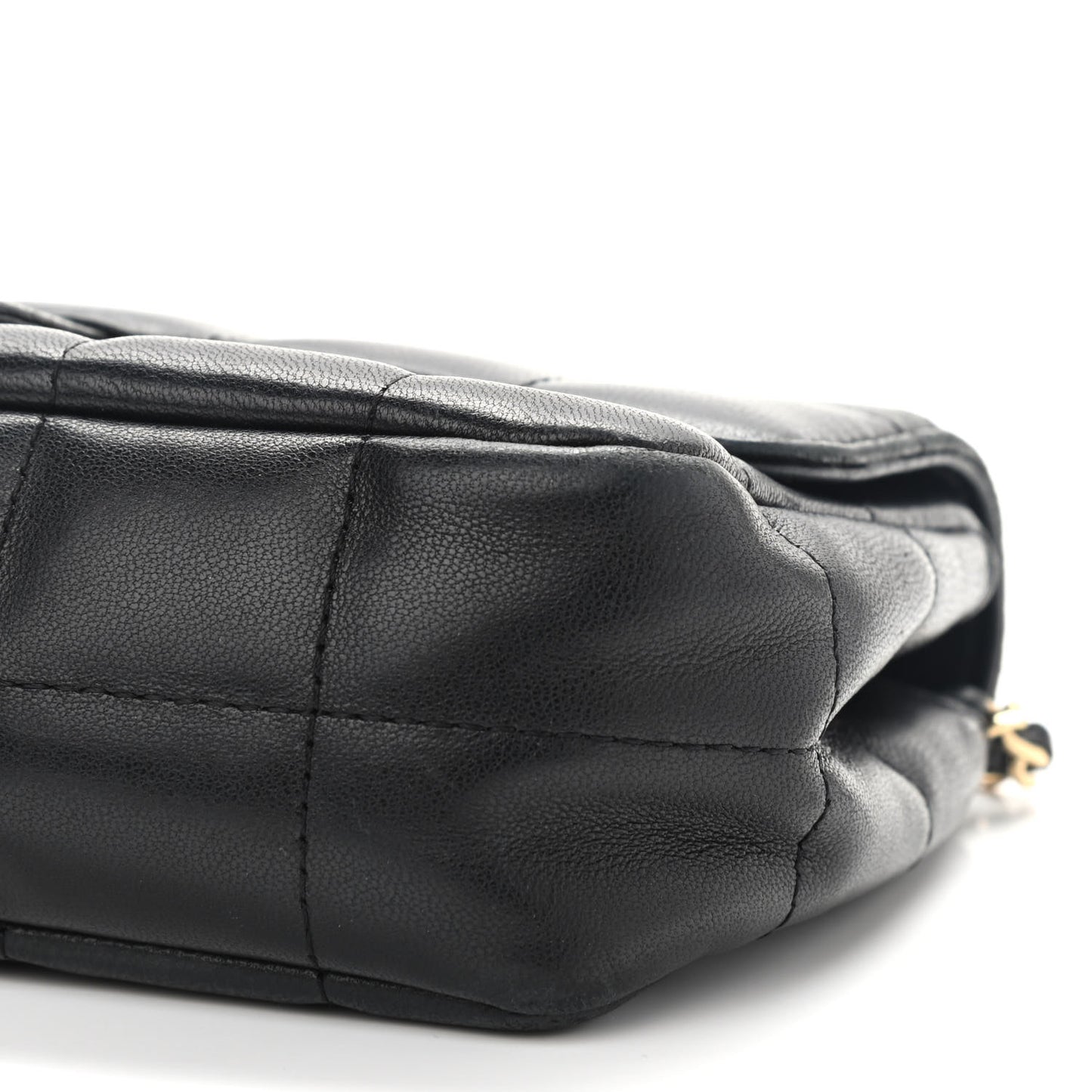 Lambskin Quilted Mini Chocolate Bar Camellia Flap Black