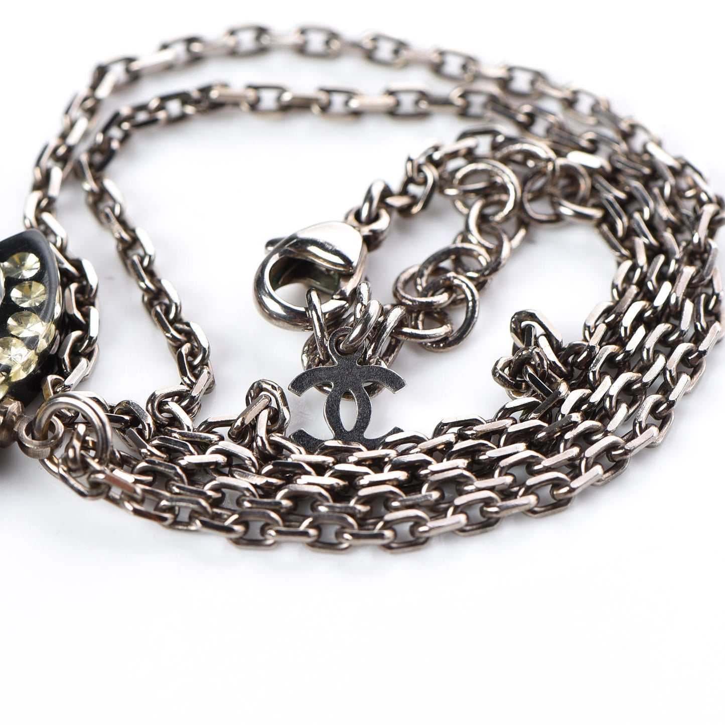 Crystal Resin CC Necklace Silver Black