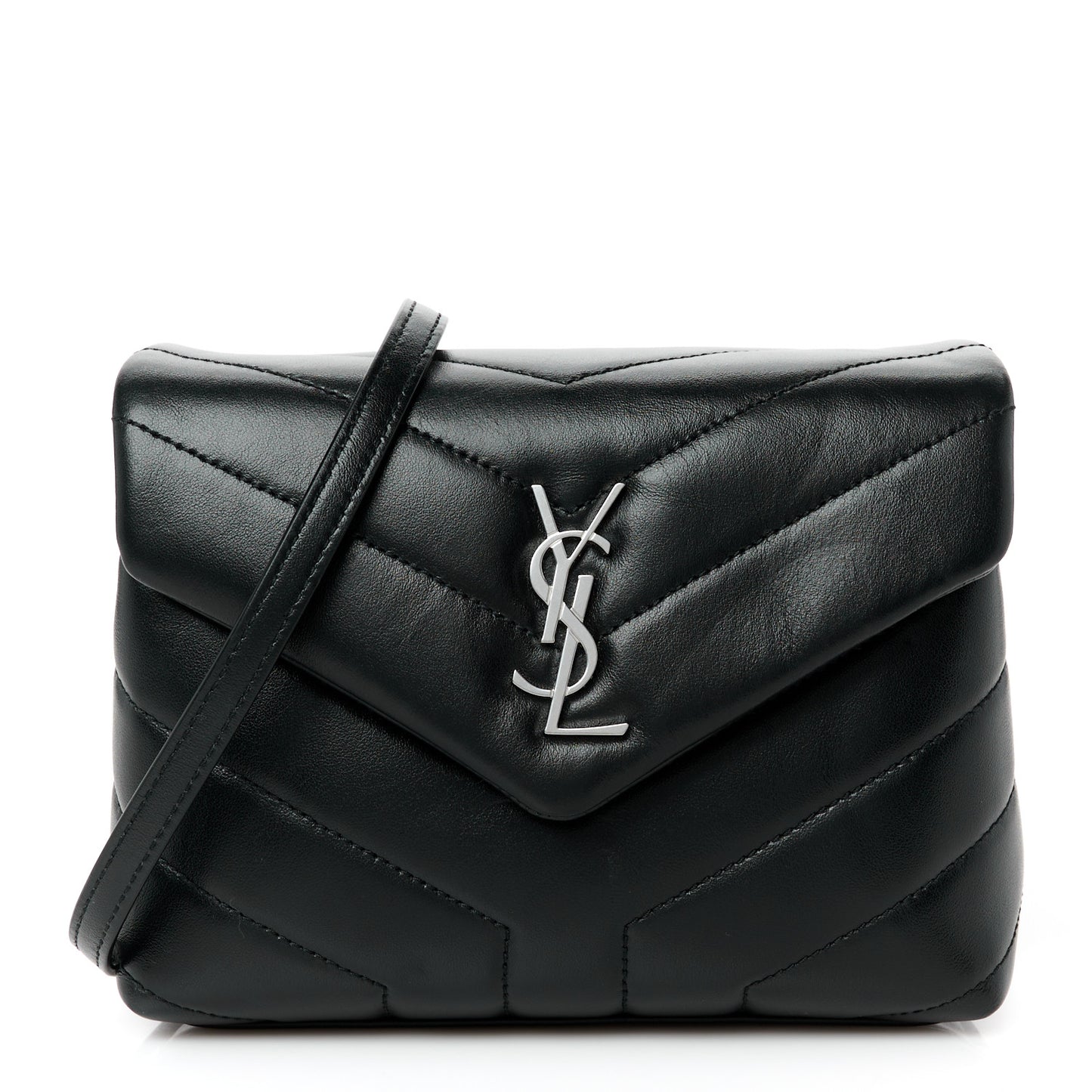Calfskin Y Quilted Monogram Toy Loulou Crossbody Bag Black