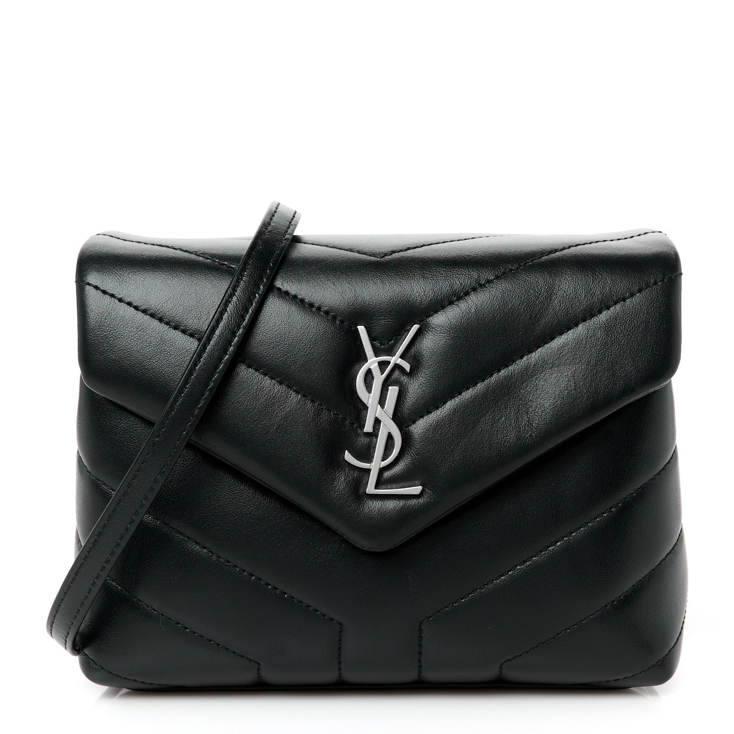 Saint Laurent Calfskin Y Quilted Monogram Toy Loulou Crossbody Bag Black 1 of 12