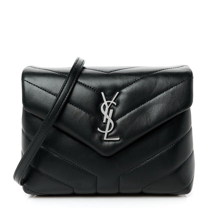 Saint Laurent Calfskin Y Quilted Monogram Toy Loulou Crossbody Bag Black 1 of 12