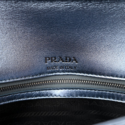 Prada Metallic Nappa Impunture Diagramme Small Chain Flap Shoulder Bag Pervinca Mordor 6 of 11