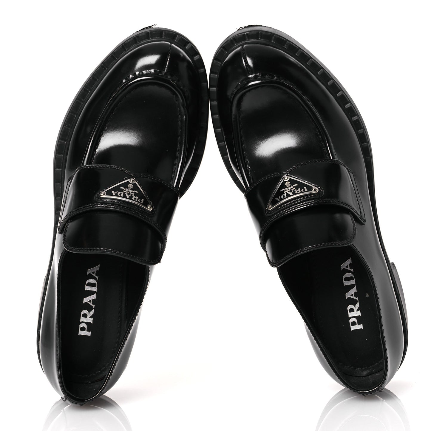 Spazzolato Metal Triangle Logo 50mm Loafers 39 Black