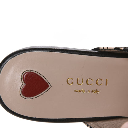 Gucci Lace Malaga Kid Womens Princetown Slippers 35.5 Black Skin Rose 6 of 9