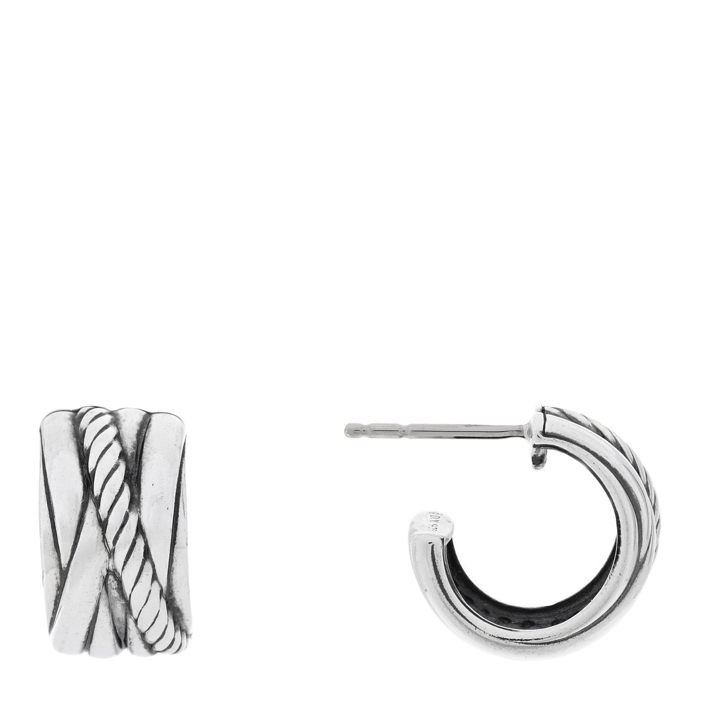 Sterling Silver Crossover Huggie Earrings