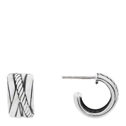 David Yurman Sterling Silver Crossover Huggie Earrings 1 of 4