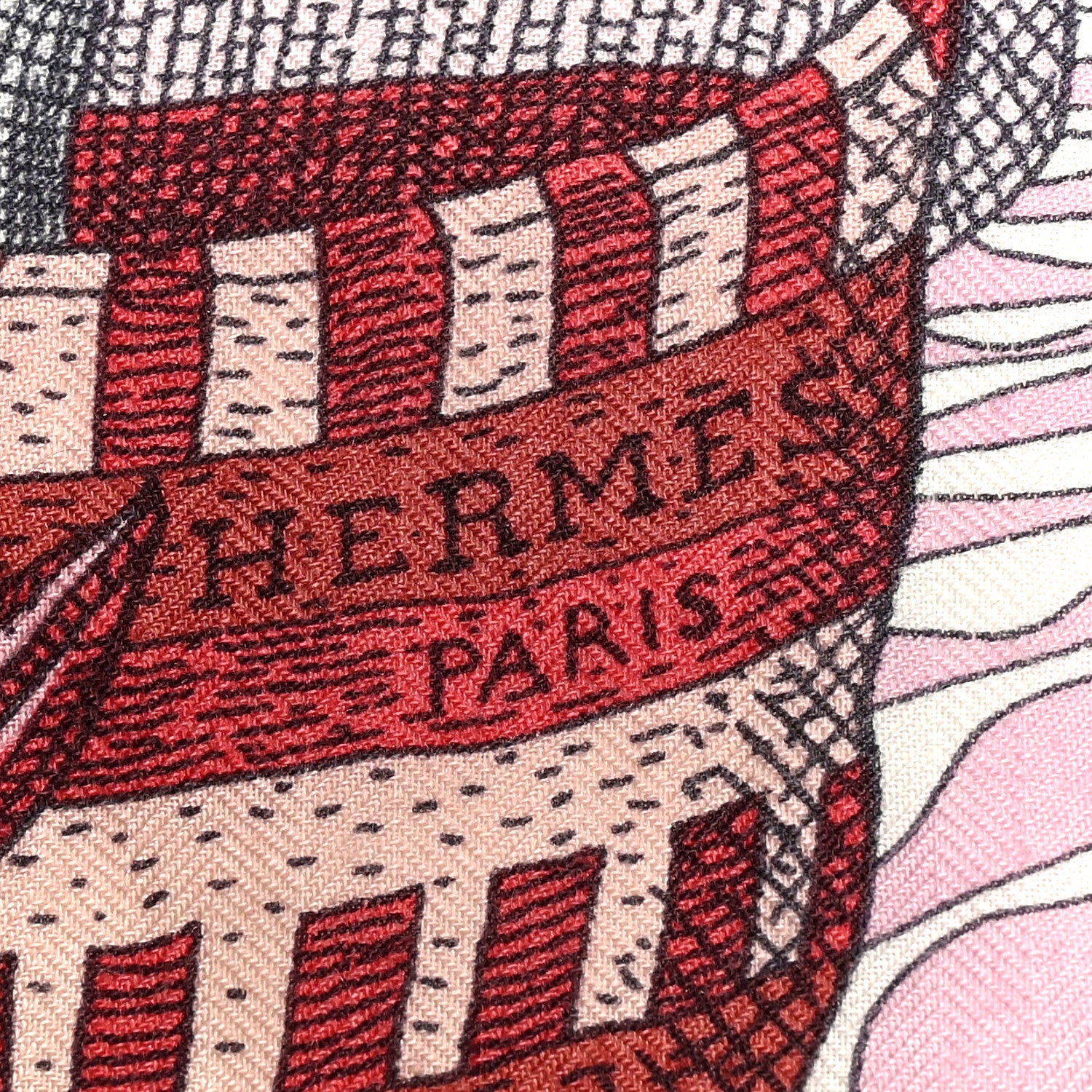 Hermes Cashmere Silk La Danse Des Amazones Shawl 140 Vieux Rose Gris White 2 of 7