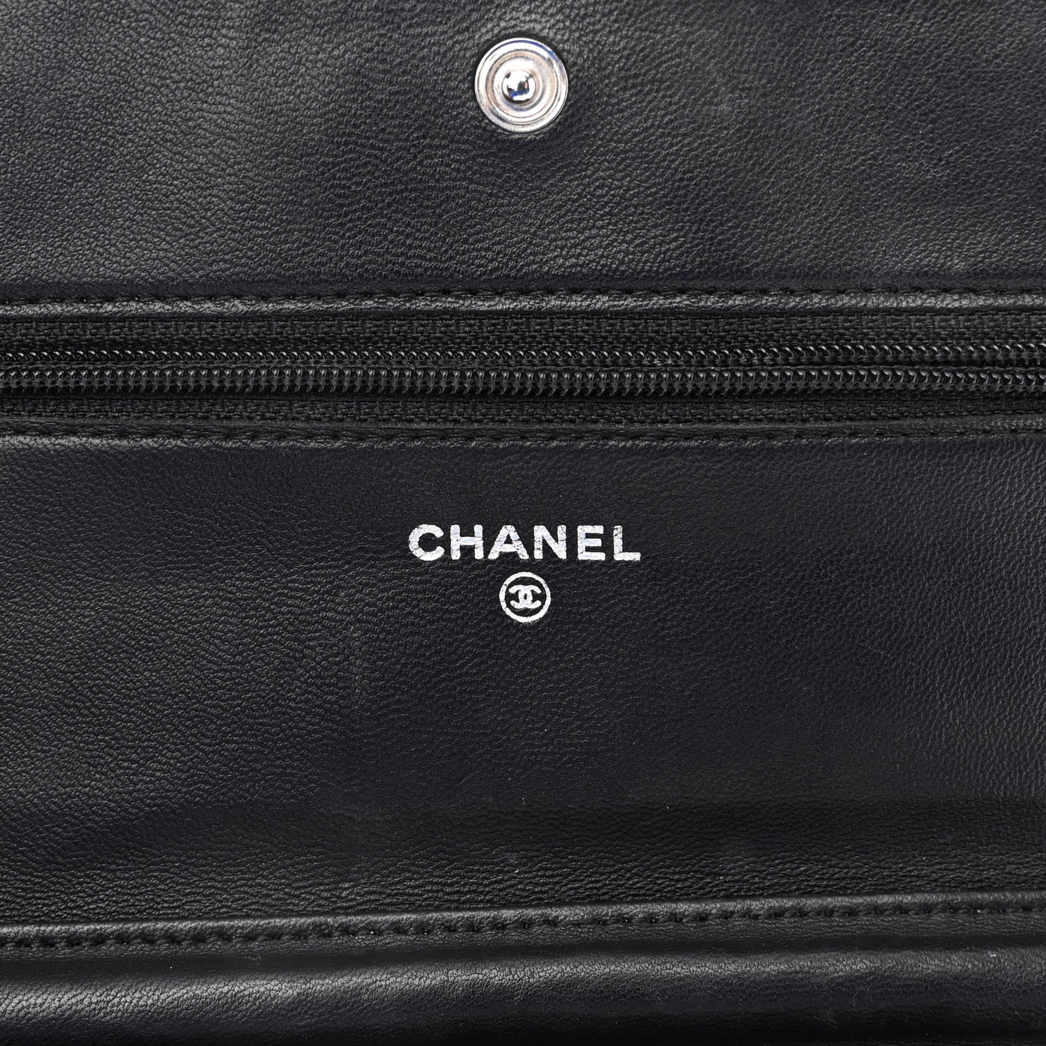 Chanel Lambskin Camellia Embossed Wallet on Chain WOC Black 6 of 12