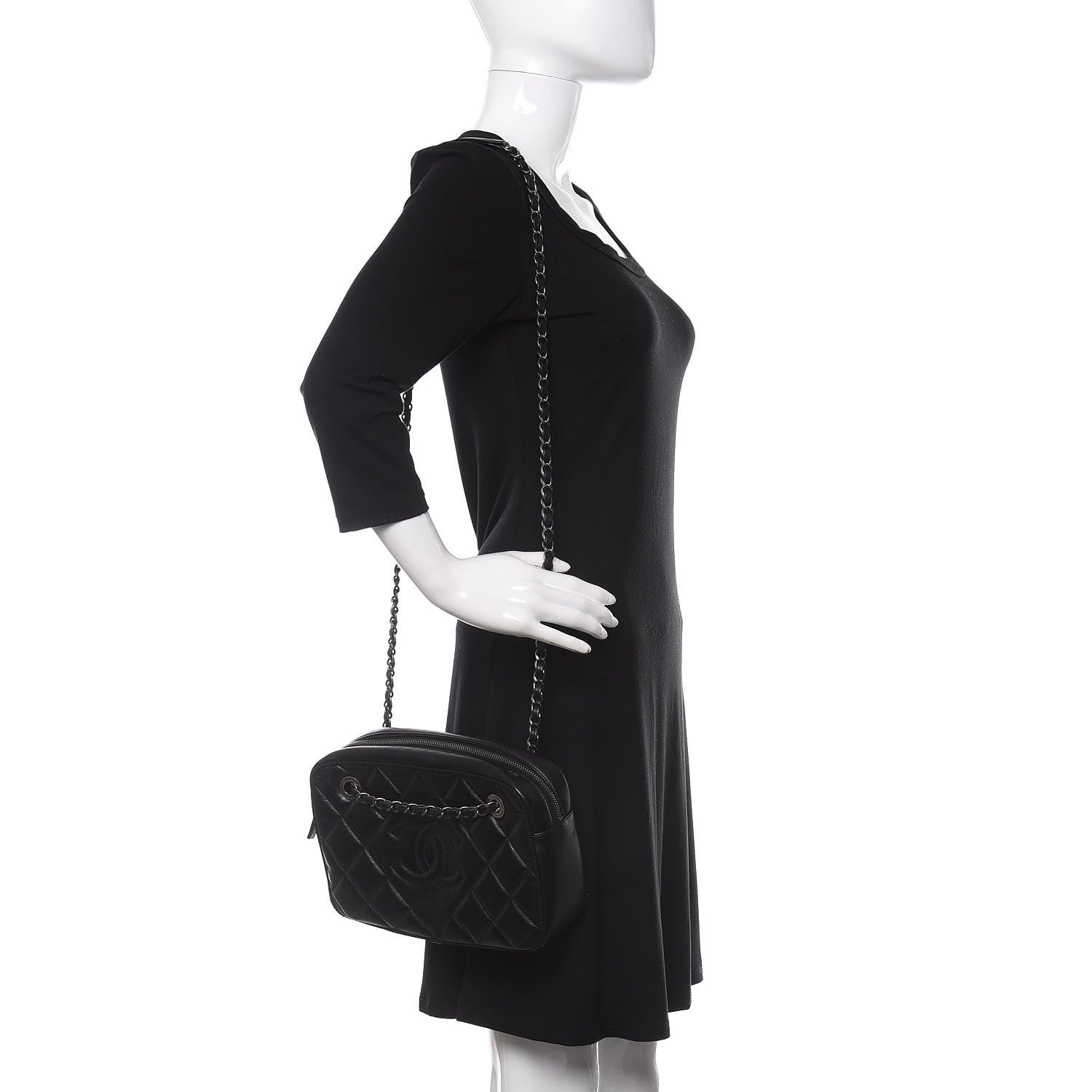 Chanel Calfskin Quilted Small Ballerine Camera Case Black 2 of 11