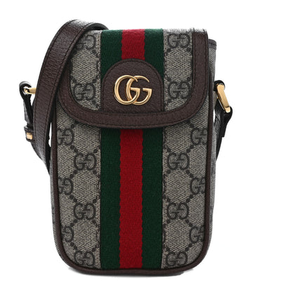 Gucci GG Supreme Monogram Web Ophidia Phone Crossbody Bag Beige New Acero 1 of 9