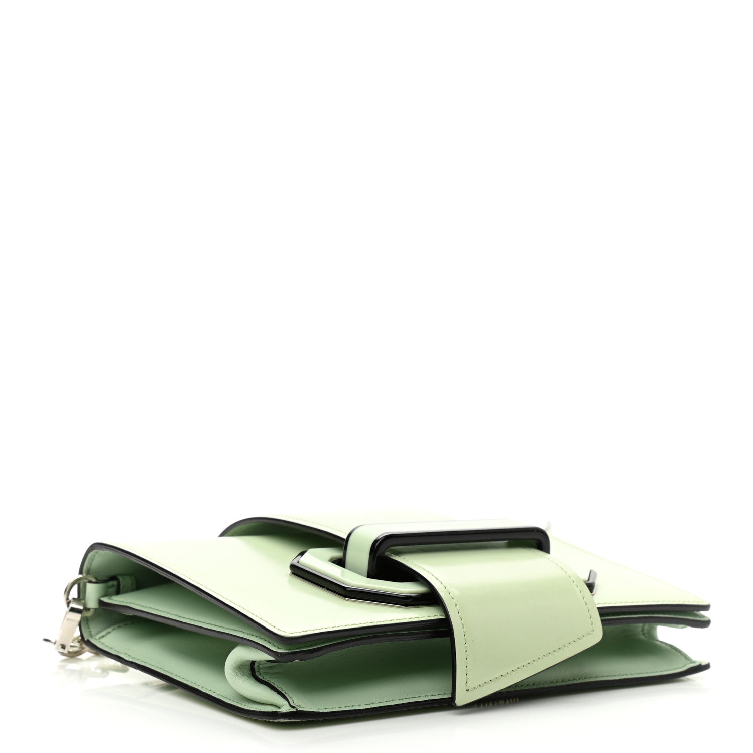 Prada Spazzolato Soft Calfskin Plex Ribbon Bag Acqua 4 of 10