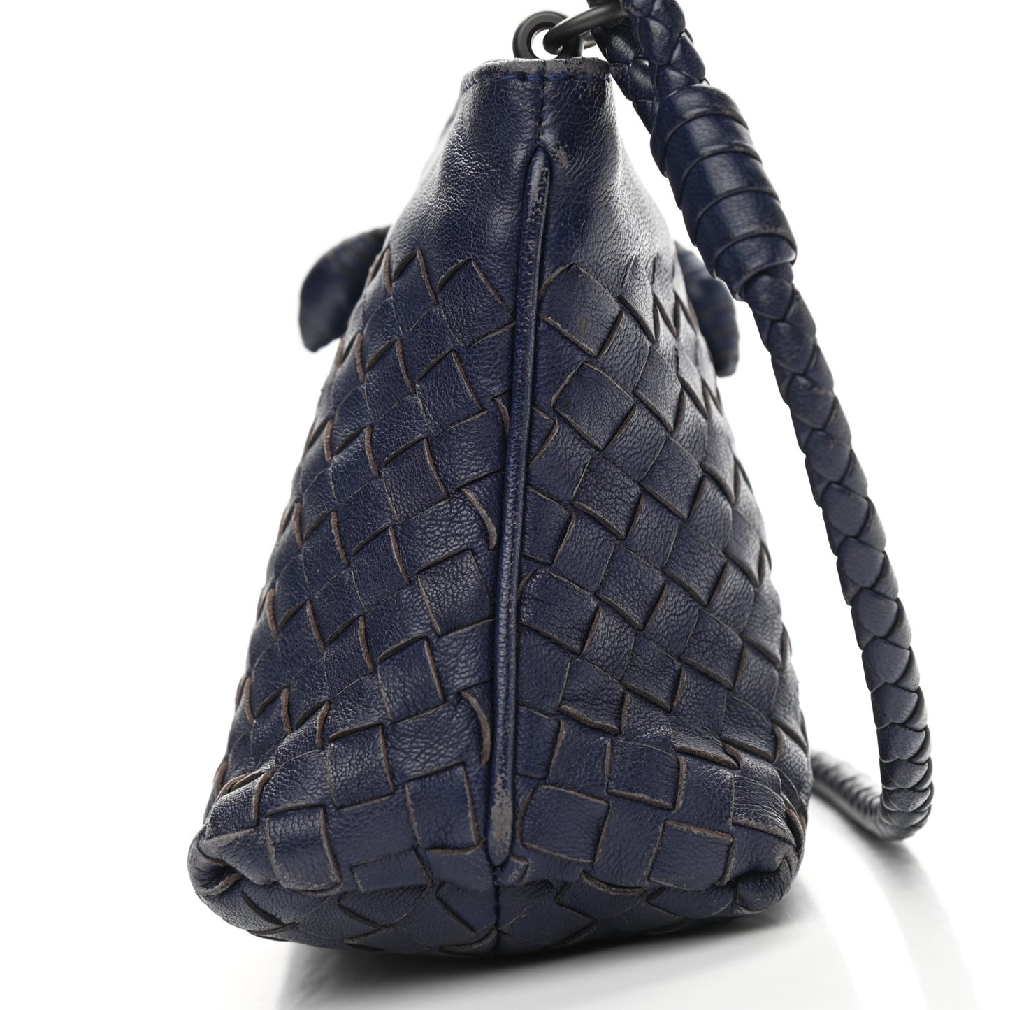 Nappa Intrecciato Mini Shoulder Bag Navy Blue