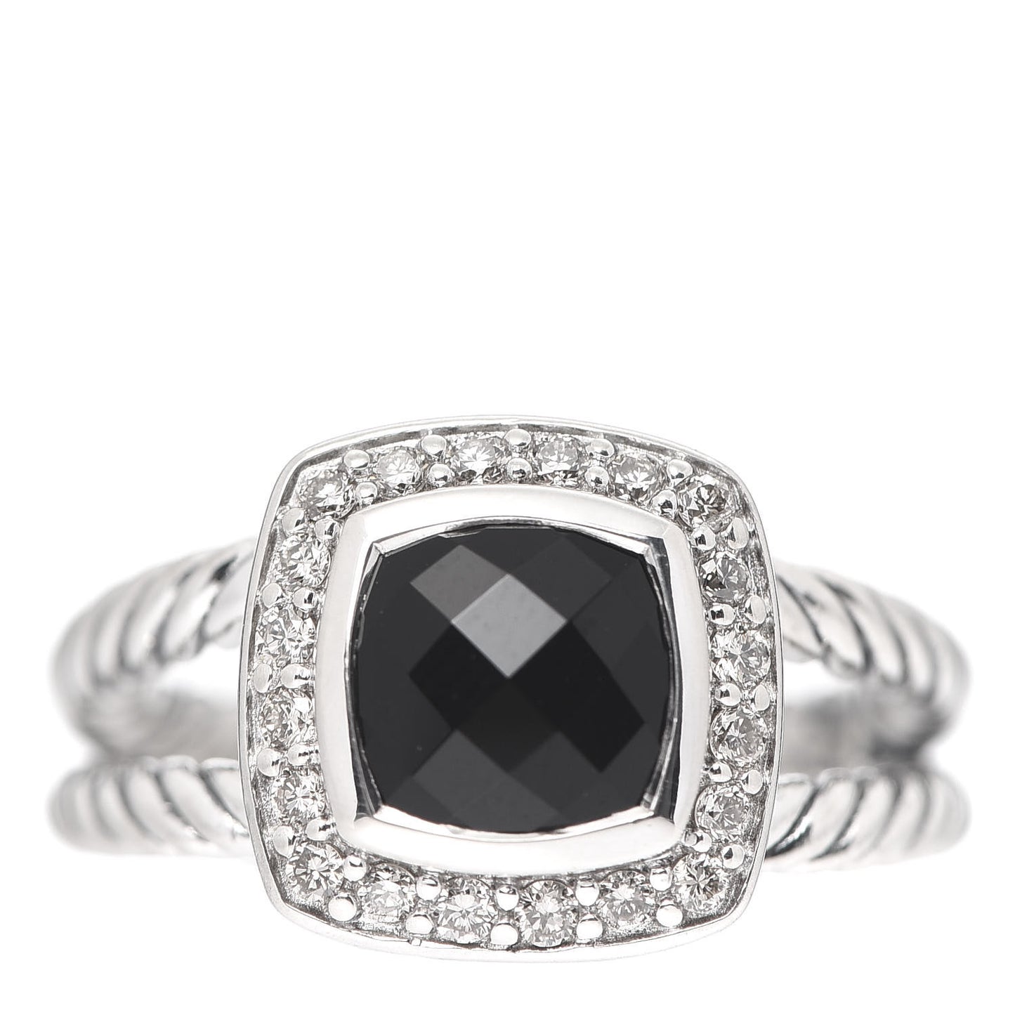 Sterling Silver Diamond Black Onyx 7mm Petite Albion Ring 49 5