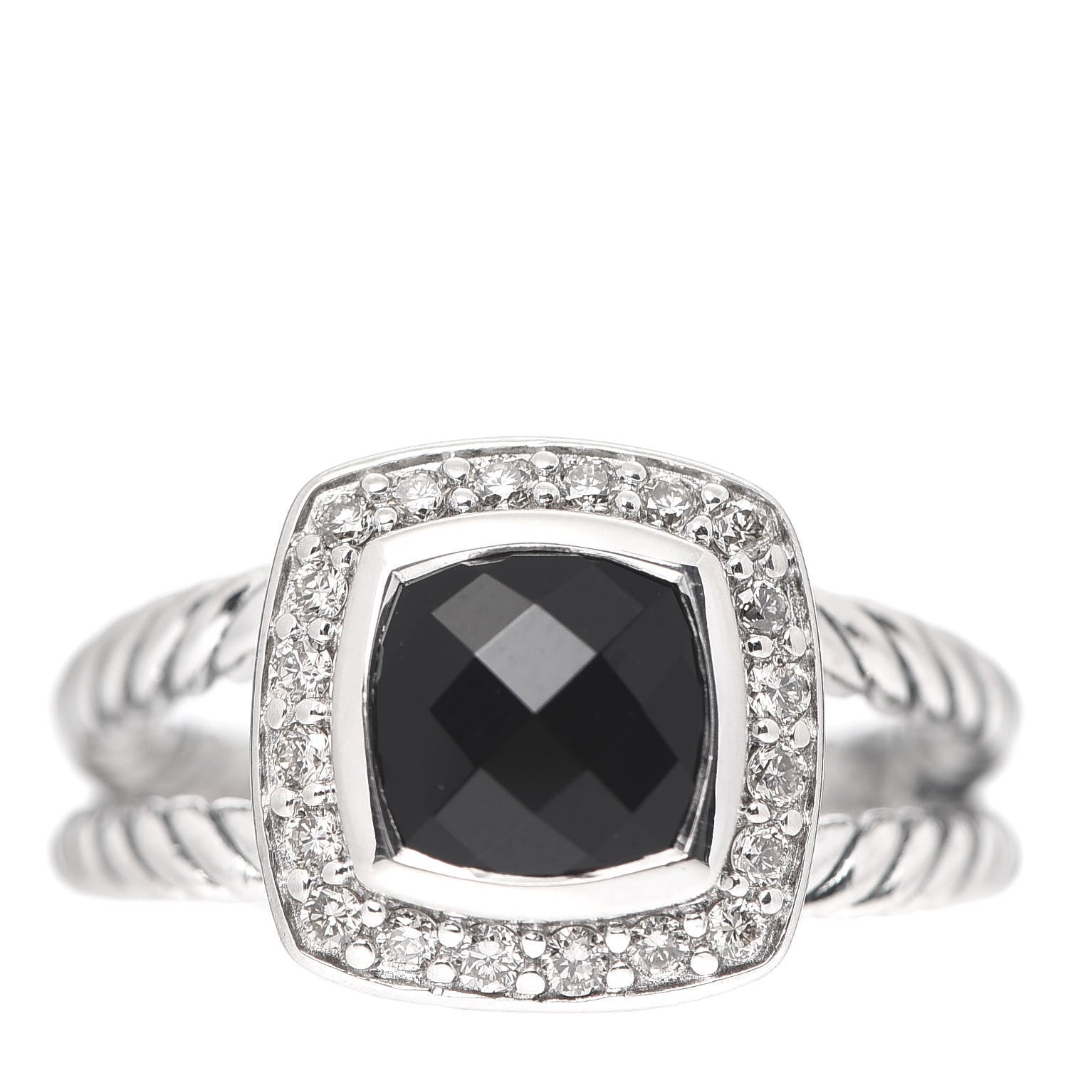 David Yurman Sterling Silver Diamond Black Onyx 7mm Petite Albion Ring 49 5 1 of 5